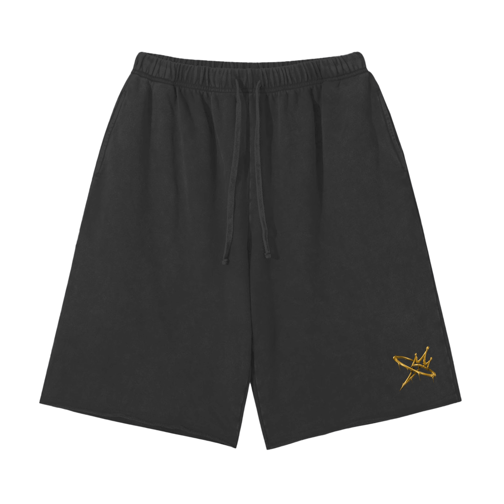 Snow Washed Raw Hem Shorts